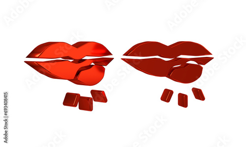 Red Herpes lip icon isolated on transparent background. Herpes simplex virus. Labial infection inflammation symbol. photo