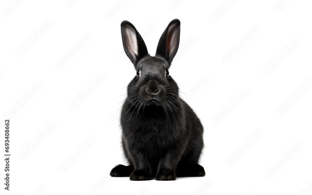 Obraz premium Sculpted Sitting Rabbit Sleek Black on a White or Clear Surface PNG Transparent Background