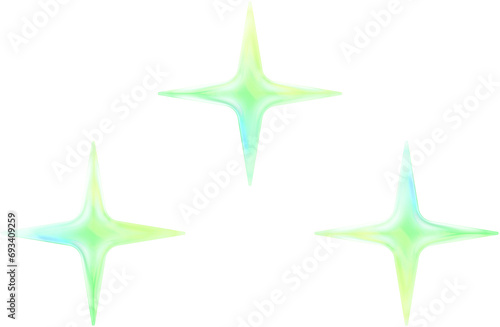 Green gradient glow shiny abstract sparkles star shape decoration