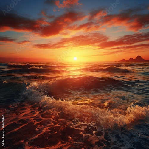 A sunset over a beach