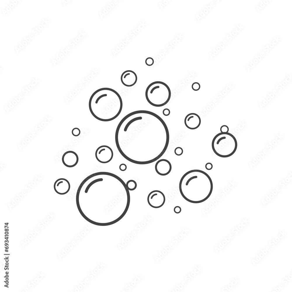 Soap bubbles. Oxygen bubbles in water.Vector illustration