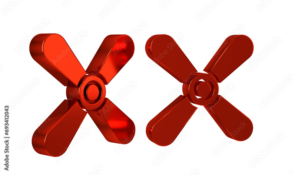 Obraz premium Red Plane propeller icon isolated on transparent background. Vintage aircraft propeller.