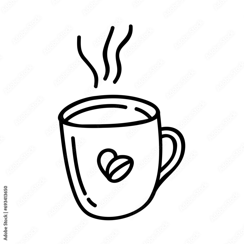 Cup of coffee icon in hand-drawn style Cup of coffee icon in hand-drawn style