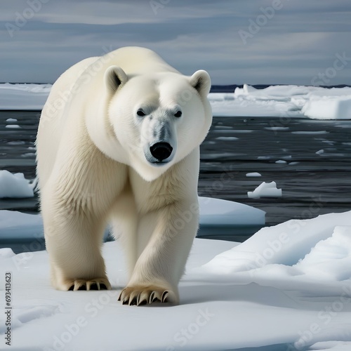 A portrait of a majestic polar bear navigating the icy terrain1