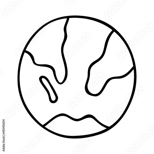 Earth icon in hand-drawn style