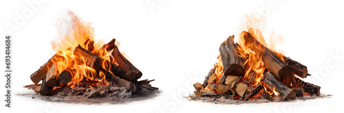 set of fire places campfire isolated on white or transparent png photo