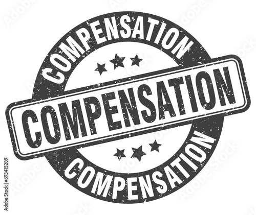 compensation stamp. compensation label. round grunge sign