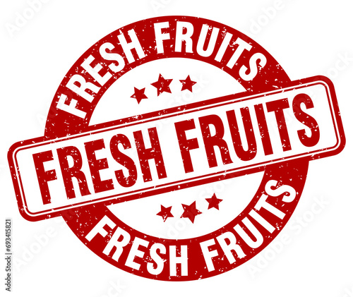 fresh fruits stamp. fresh fruits label. round grunge sign
