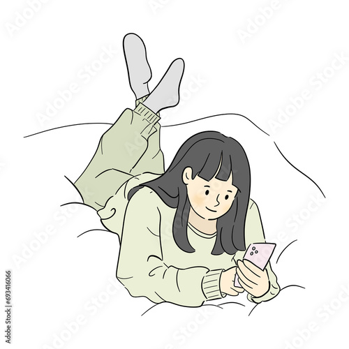 Naklejka 침대에 누워