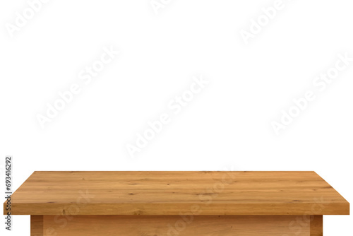 Wood table perspective background vector illustration. Wooden desk isolated on white backdrop with top front view. Realistic kitchen brown board. Rustic countertop of timber surface. Home furniture