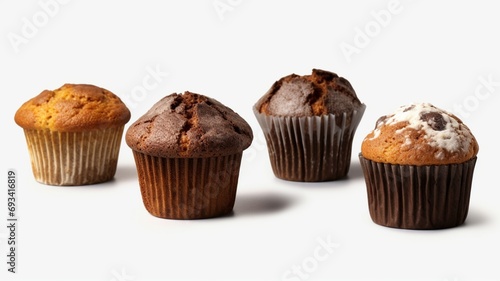 chocolate muffin isolated on white background. generative ai