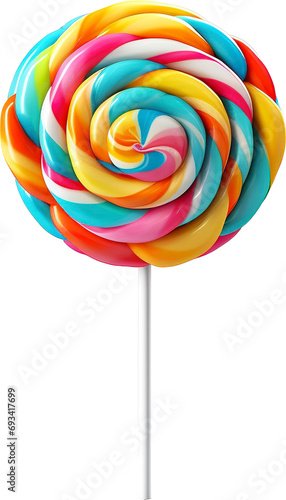 Rainbow colored lollipops isolated on transparent background photo