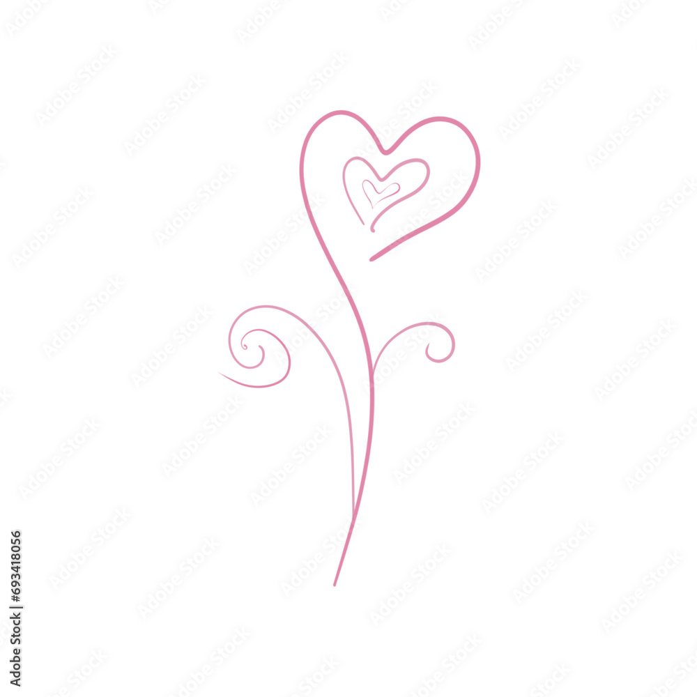 Pink heart graphic element. Design element for Valentine's day. Heart-shaped line art.