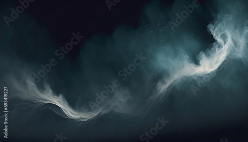 Black background, fog swirls in flakes, ominous atmosphere photo
