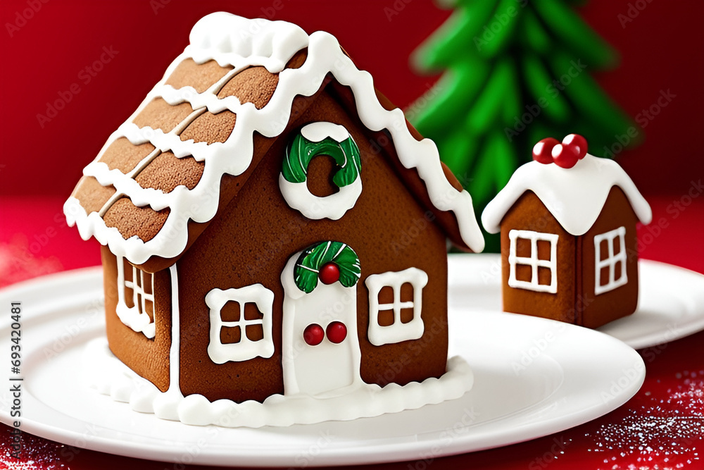Gingerbread houses are a delightful Christmas treat. Create an icon featuring a charming gingerbread house with candy decorations and icing details.