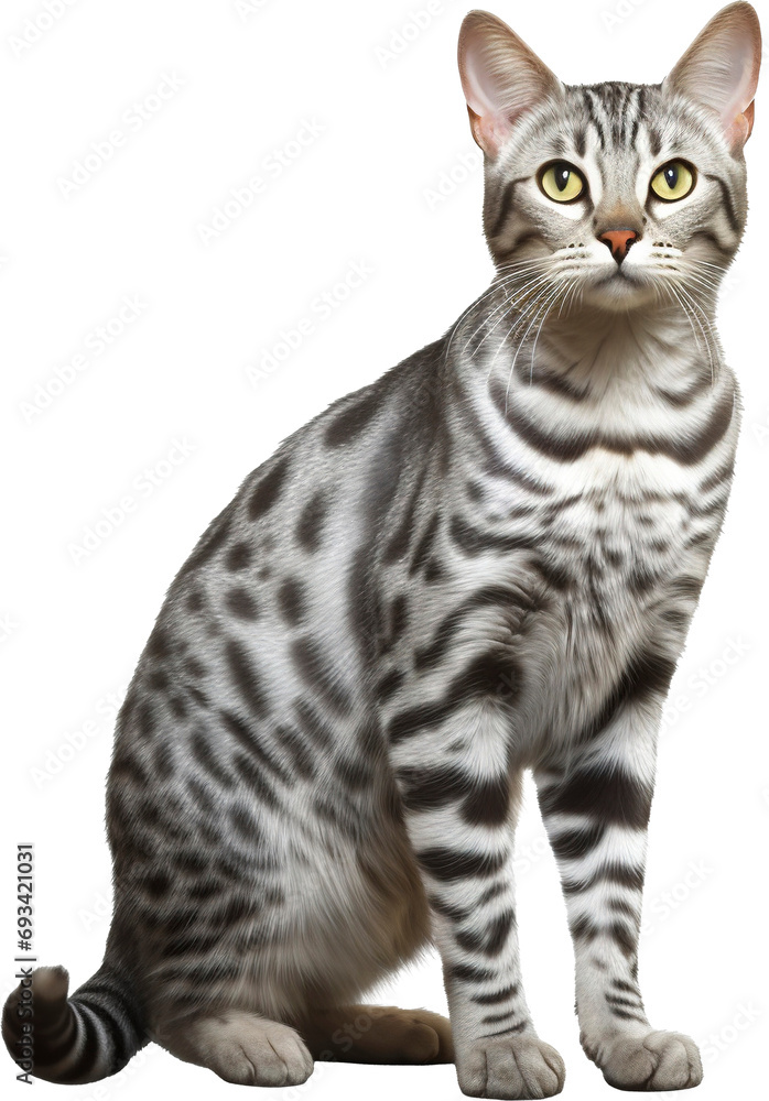 Fototapeta premium Egyptian Mau cat isolated on transparent background
