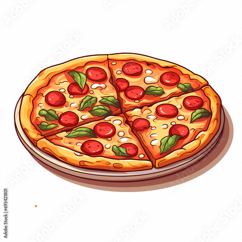 Hand drawn cartoon delicious pizza illustration picture 