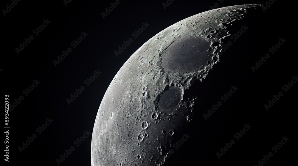 Naklejka premium Close-up shot of the Moon, generative ai