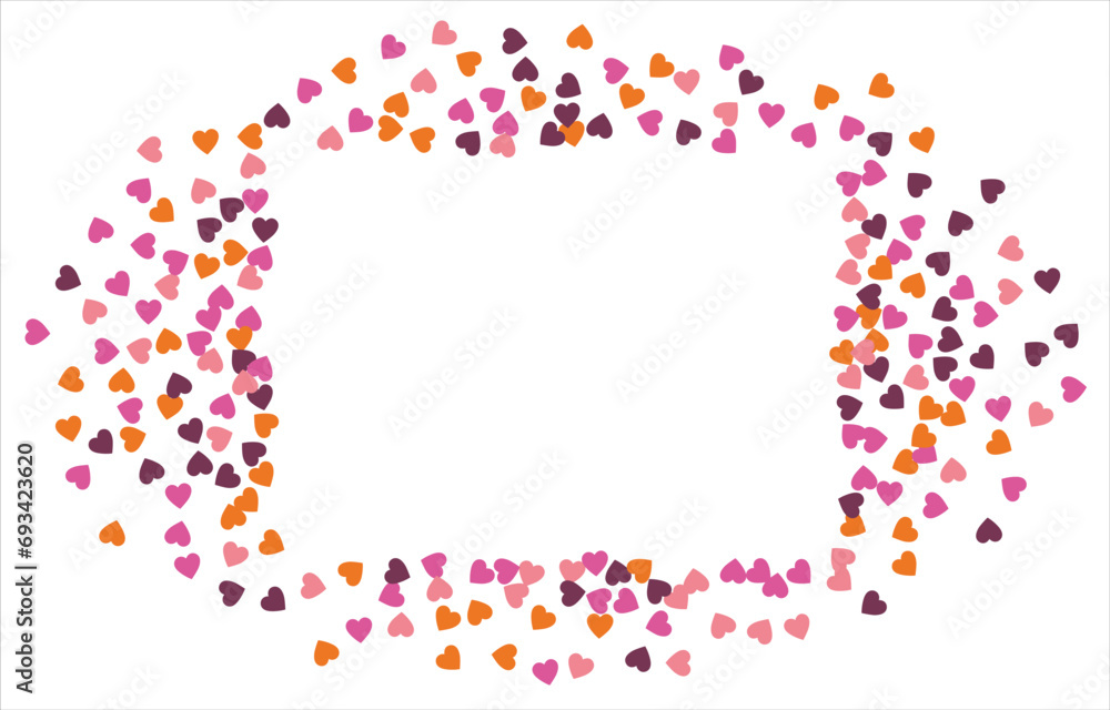 Festive heart banner design. Valentine's Day. Bright confetti hearts. Vector illustration.