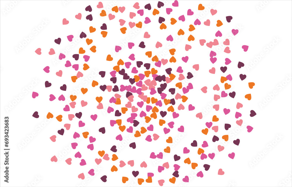 Obraz premium Festive heart banner design. Valentine's Day. Bright confetti hearts. Vector illustration.