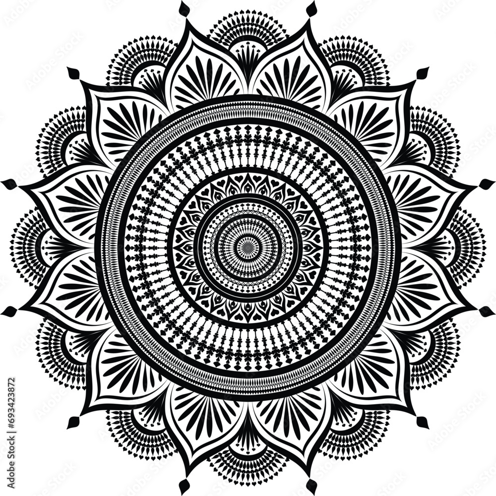 Beautiful floral pattern mandala art isolated on a white background ...