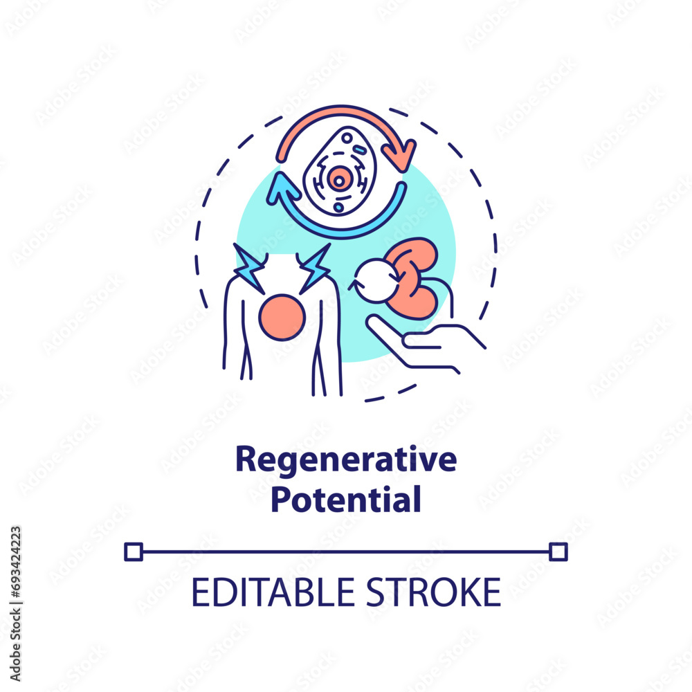 2D editable multicolor regenerative potential icon, simple isolated vector, thin line illustration representing cell therapy.