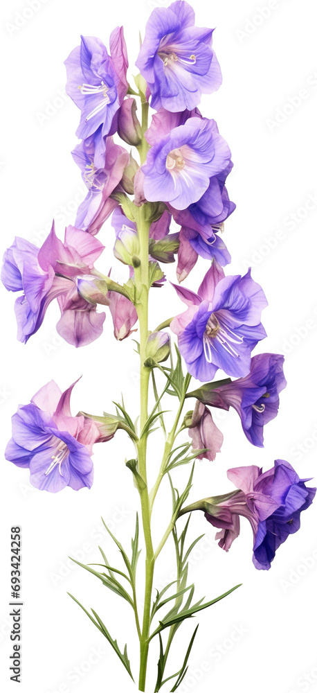Larkspur flower isolated on transparent background