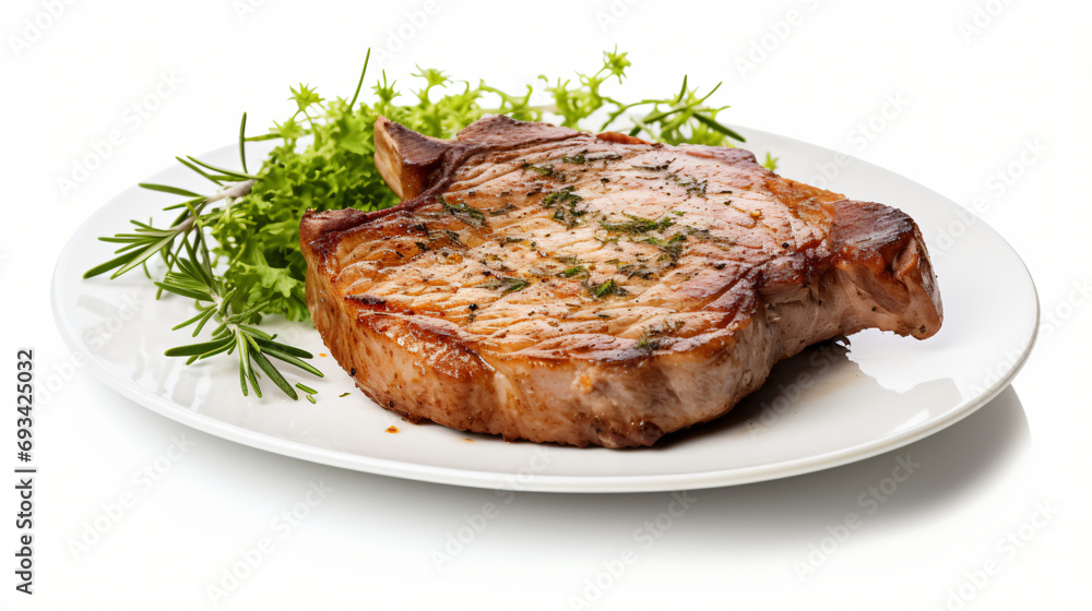 Pork steak on white background