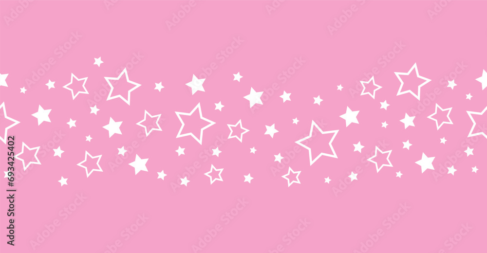 Striped pattern with a star. Pink texture Seamless vector stripes. Fabric for wrapping wallpaper. Textile sample. Abstract geometric background. bright pink simple design.  barbie style