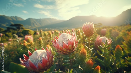Many Protea flover closeup  photo