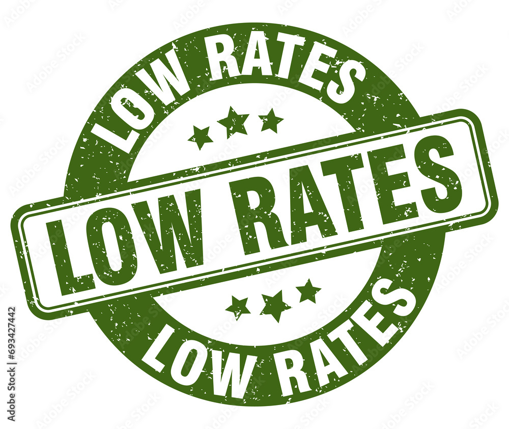 low rates stamp. low rates label. round grunge sign low rates stamp. low rates label. round grunge sign
