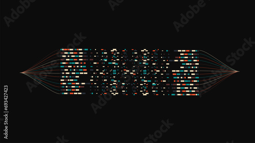 Big data Information analytics concept. data technology background.Abstract stream information with box binary code. 