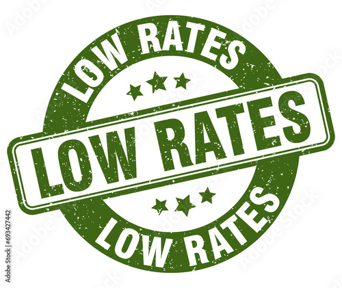 low rates stamp. low rates label. round grunge sign