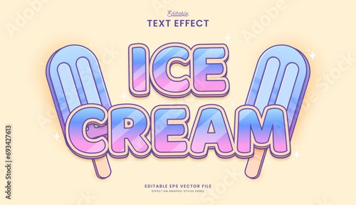 decorative ice cream editable text effect vector design