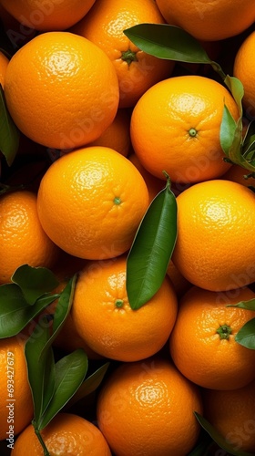 Lots of fresh oranges swirl around a pile of fresh oranges seamless background. 