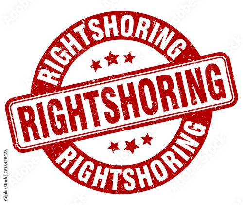 rightshoring stamp. rightshoring label. round grunge sign