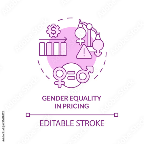 2D editable pink gender equality in pricing icon, isolated monochromatic vector, thin line illustration representing pink tax.