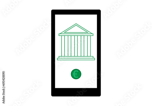 Icono de aplicación móvil de banco en euros.
