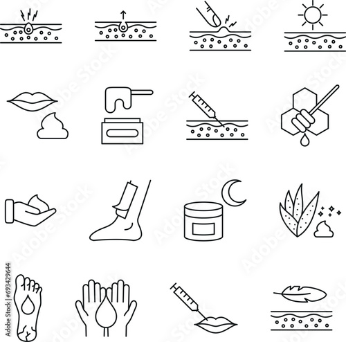 skin care outline icons 