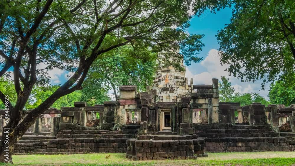 Timelapse of Phanom Wan Castle was built during the ancient times at the historical park on a beautiful clear sky day. Located in Nakhon Ratchasima Province, Thailand. Timelapse of Phanom Wan Castle was built during the ancient times at the historical park on a beautiful clear sky day. Located in Nakhon Ratchasima Province, Thailand.