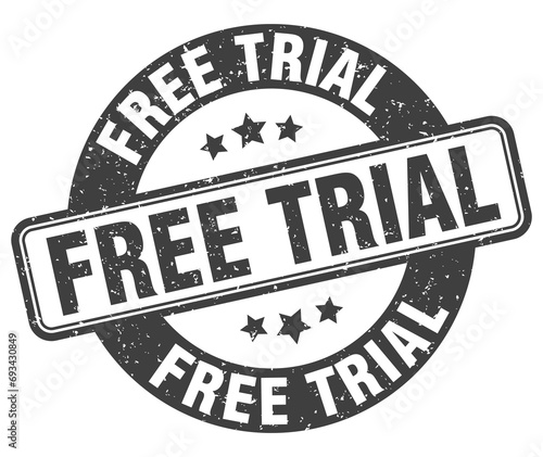 free trial stamp. free trial label. round grunge sign
