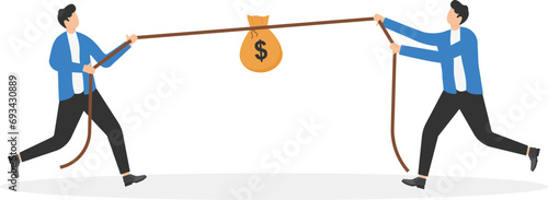 businessman tug of war contest of strength conflict concept.competition concepts,competition try to win money.


