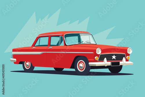 Vector of a soviet russian vintage car. Retro car poster