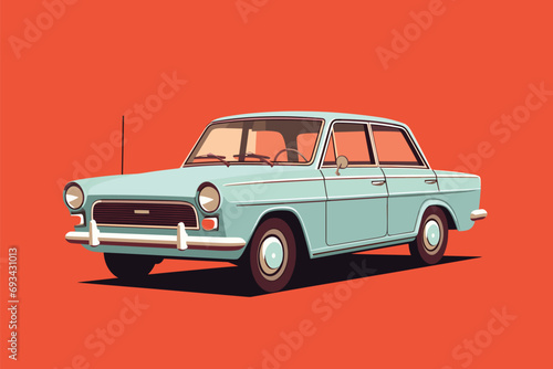 Vector of a soviet russian vintage car. Retro car poster photo
