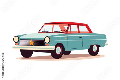 Vector of a soviet russian vintage car. Retro car poster