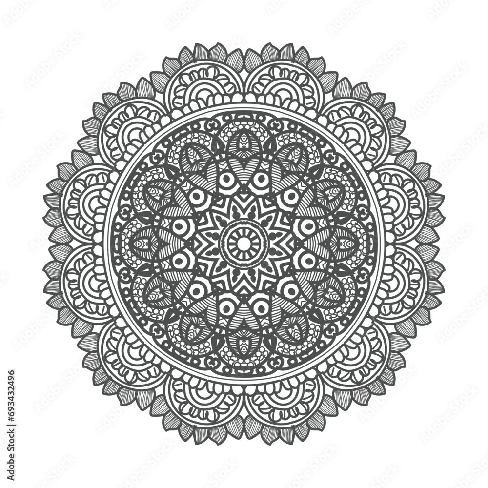 Vector luxury mandala template background and ornamental design for coloring page, greeting card, invitation, tattoo, floral mandala.


