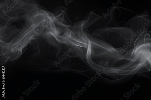Abstract white steam or smoke cloud, on a black background background