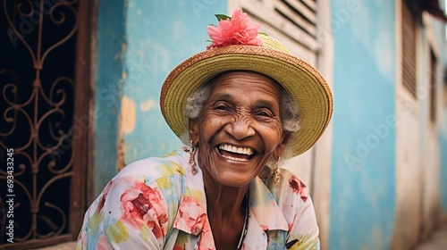 a happy old cuban woman smiling
