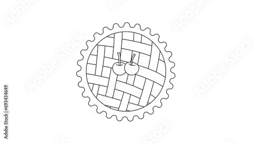 Animated sketch of the typical Italian food Crostata icon photo
