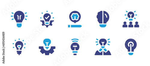 Idea icon set. Duotone color. Vector illustration. Containing idea, love, brainstorming, founder. © Huticon